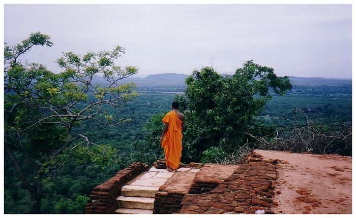 buddhist monk on the sighiria rock, sri lanka 2004