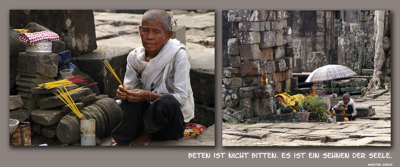 Buddhistische Nonne beim Gebet ...