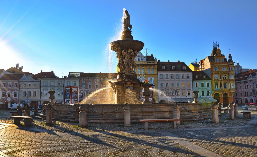 Budweis – Marktplatz -Samsonbrunnen