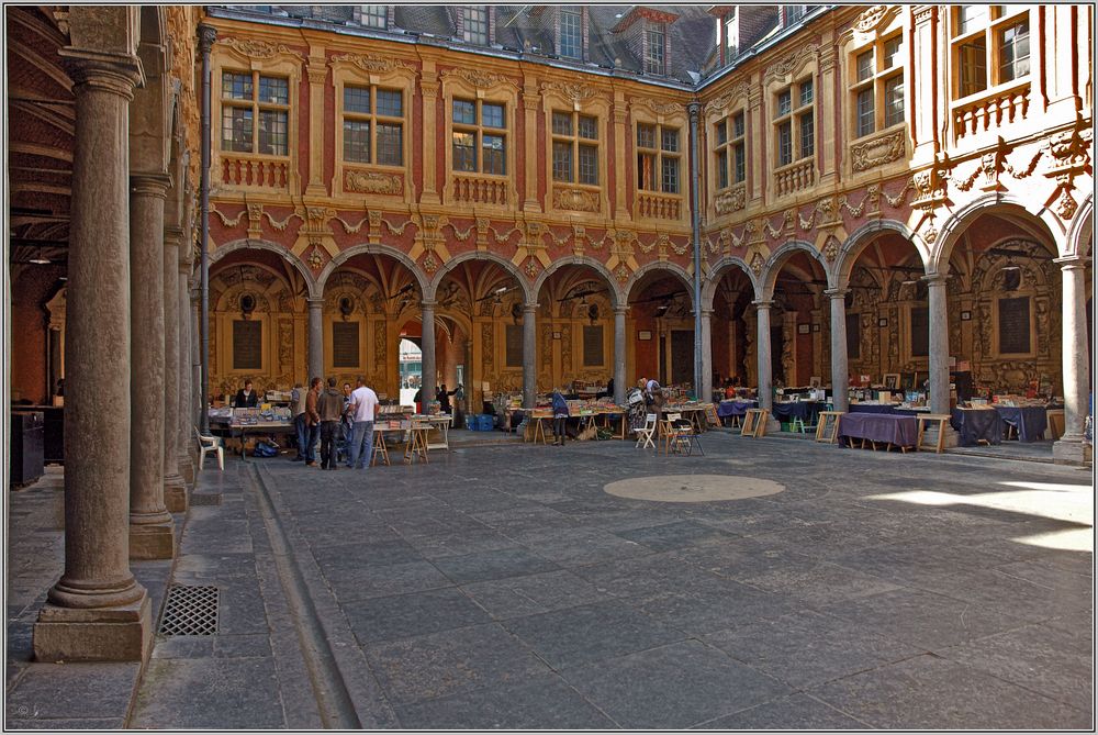 Büchermarkt auf dem Hof der 'Alten Bourse' in Lille.