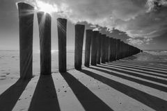 Buhnen im Gegenlicht, Ameland 2013