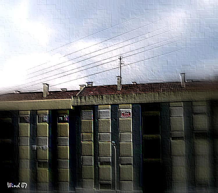 Building and clouds