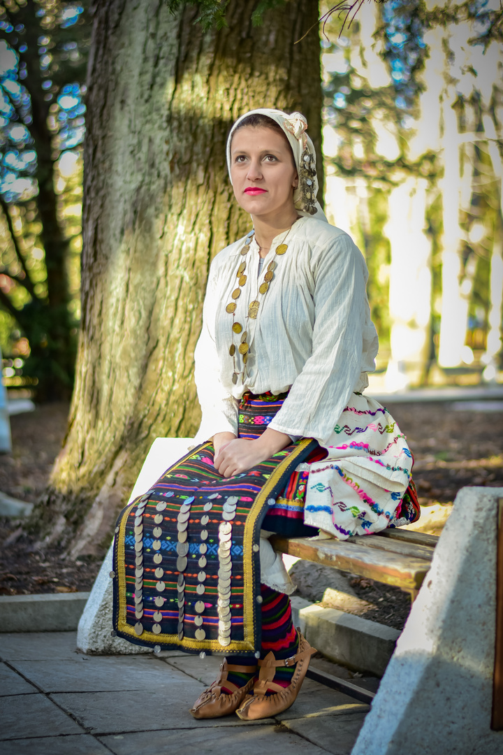 Bulgarian girl in folk costume