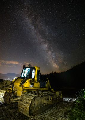 Bulldozer under Stars