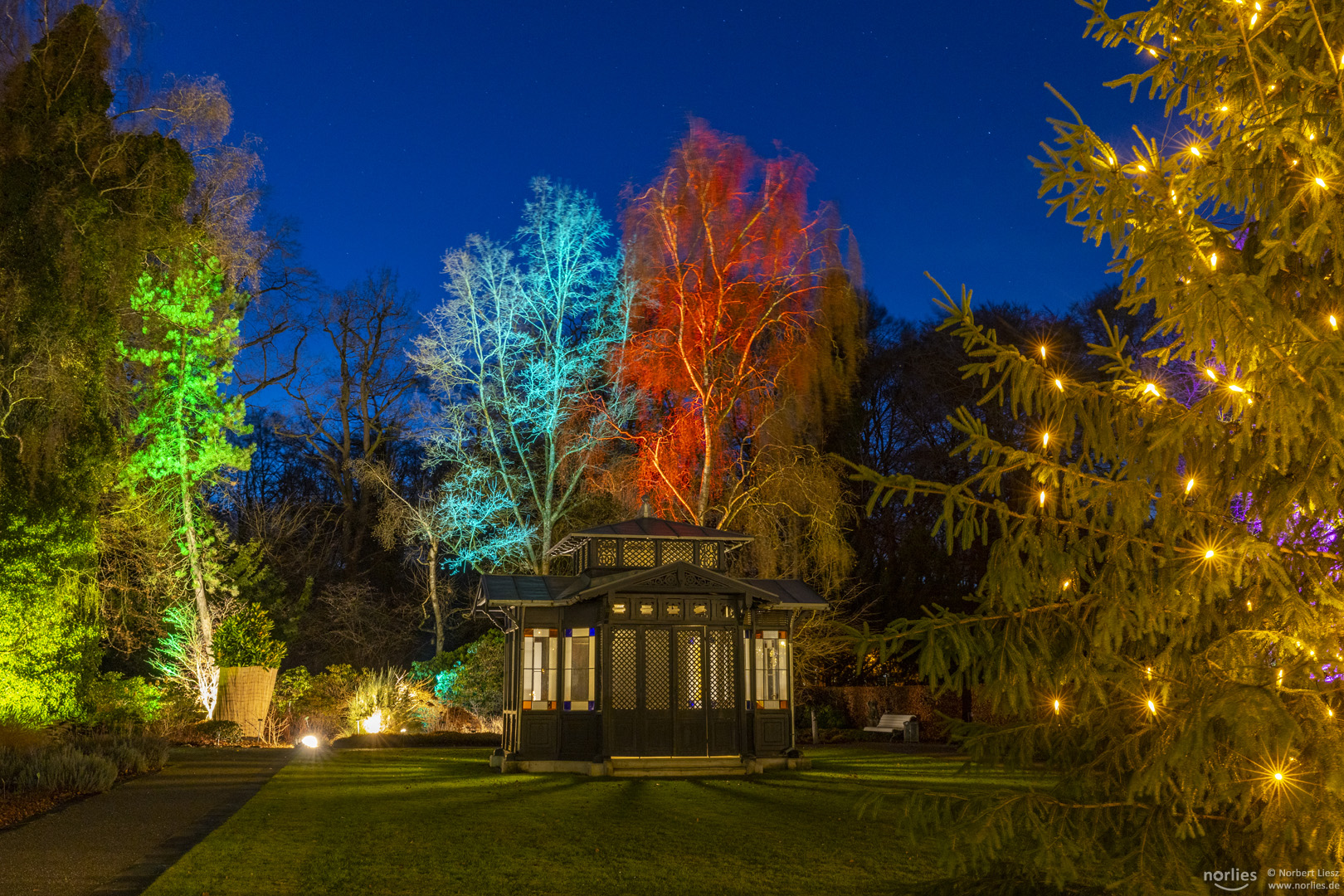 Bunte Bäume und Pavillon