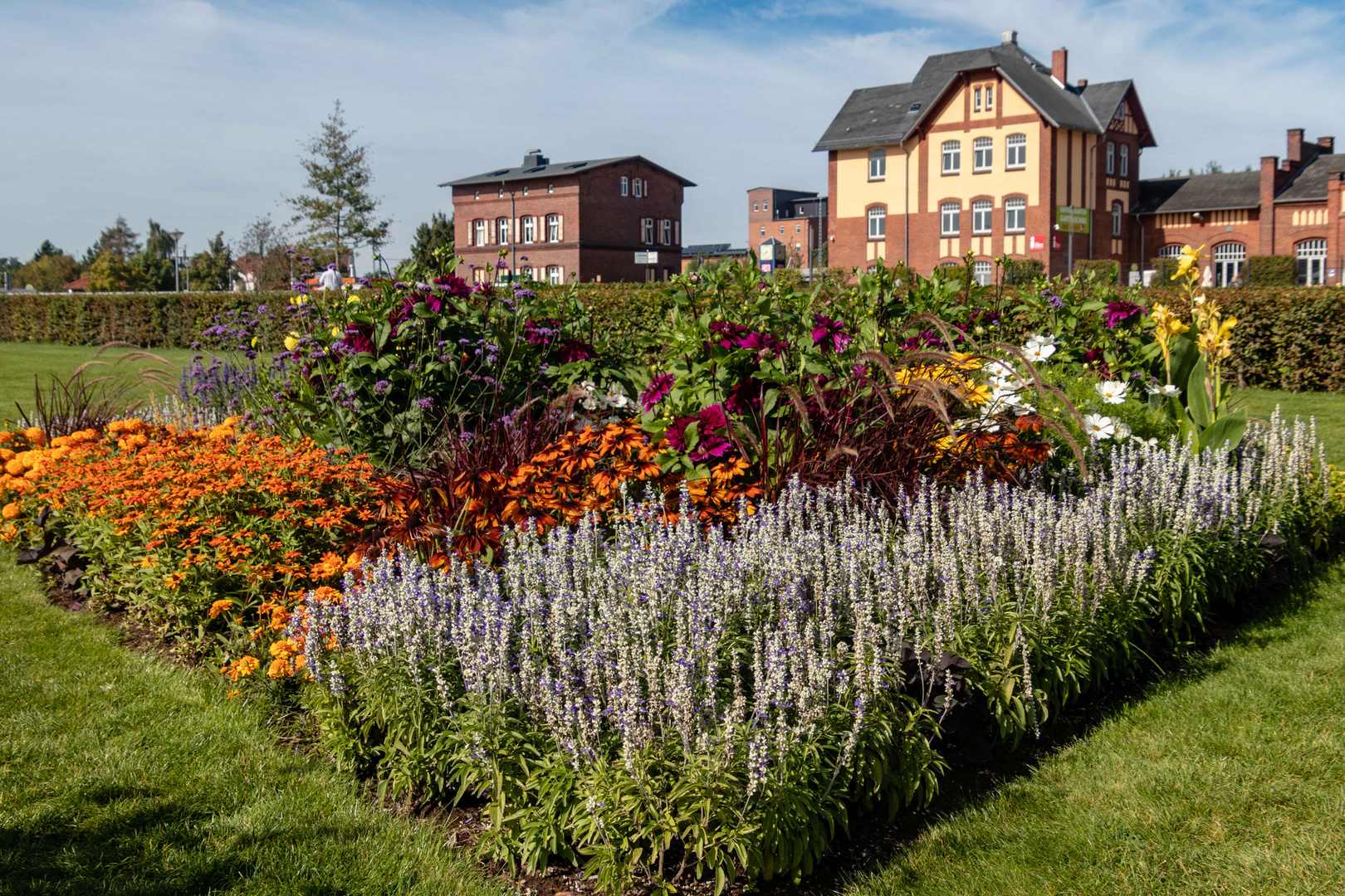 Bunte Blumenrabatte 