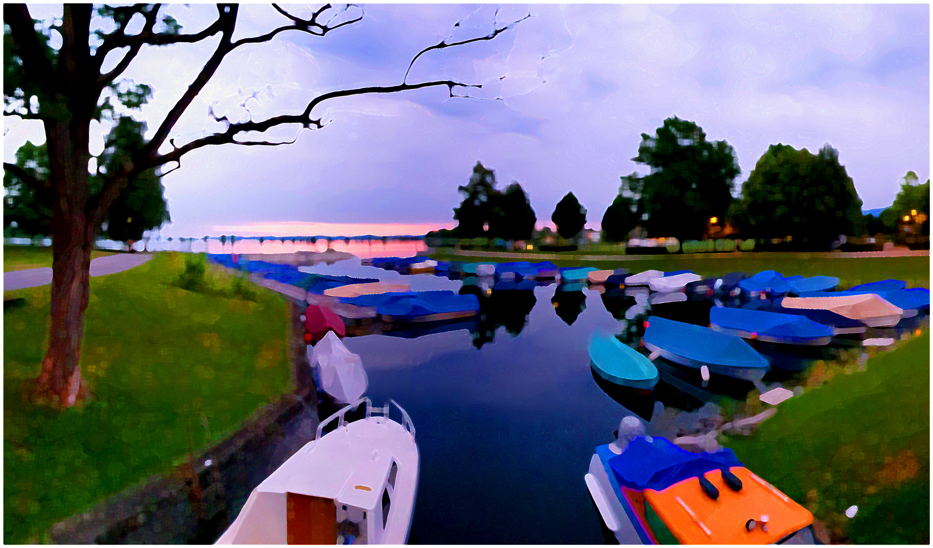 Bunte Boote am Bodensee