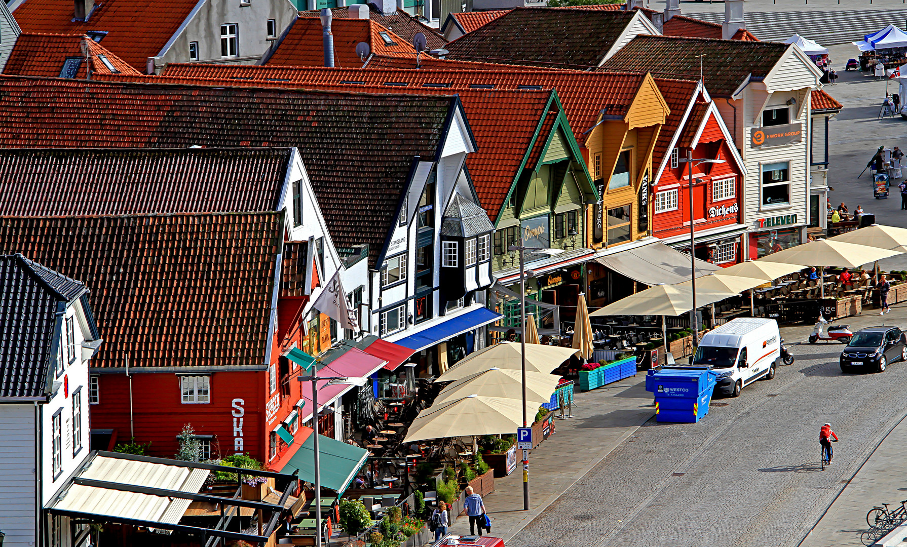 Bunte Häuserzeile in Stavanger