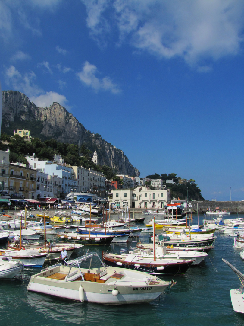.....bunte Schiffe im Hafen von Capri