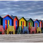 Bunte Strandhäuser in Südafrika