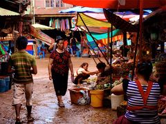 buntes markttreiben, laos 2010