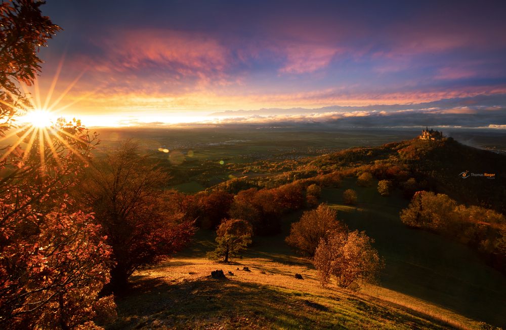 Burg Hohenzollern zum Sonnenuntergang