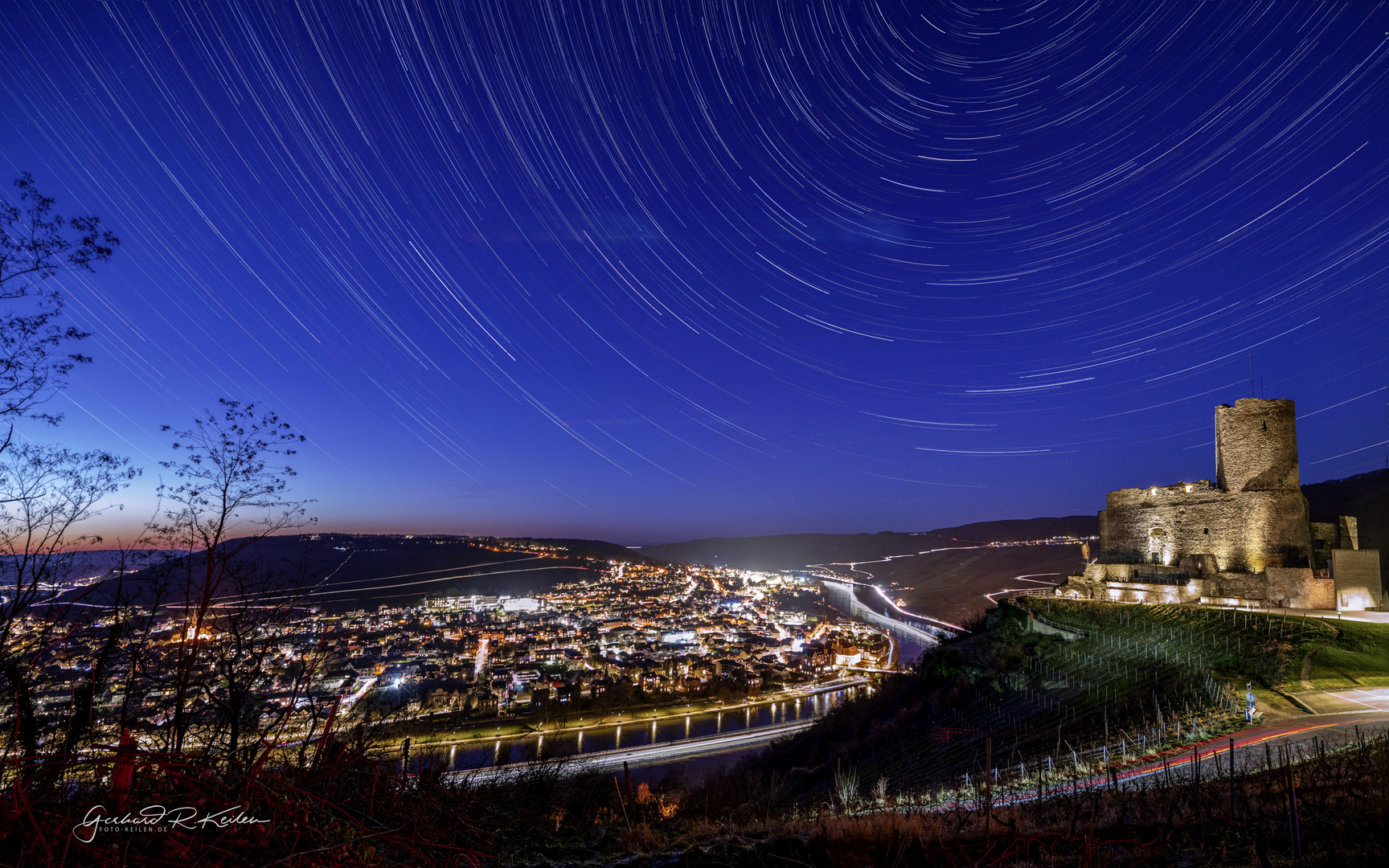 Burg Landshut mit Star Trail