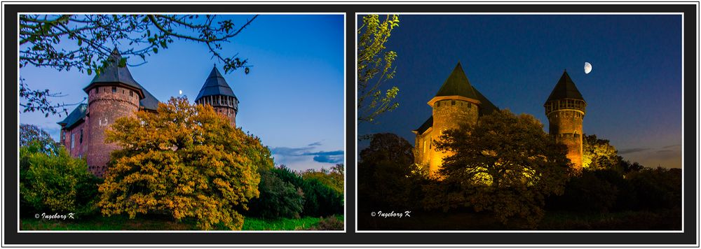 Burg Linn in Krefeld - Abenddämmerung und blaue Stunde