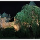 Burg Linn in Krefeld bei Nacht