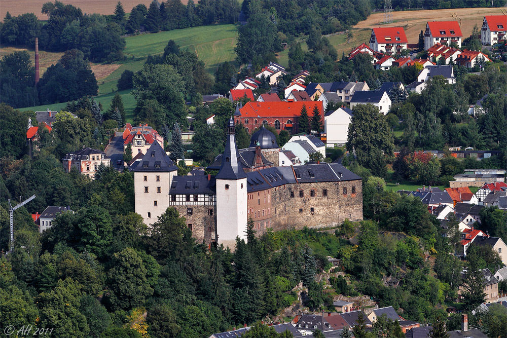 Burg Mylau aus der Luft