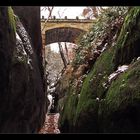 Burg Oybin - Ritterschlucht mit Ritterbrücke