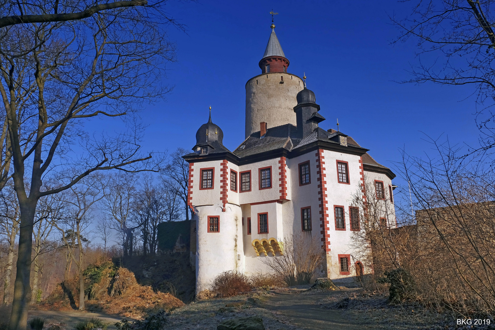 Burg Posterstein im kalten Wintermorgen 