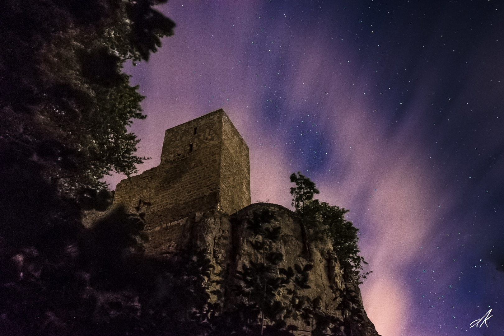 Burg Reußenstein bei Nacht