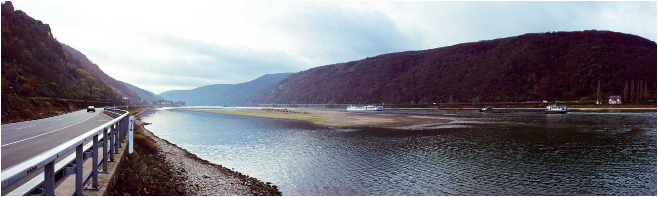 Burg Rheinstein bei Niedrigwasser