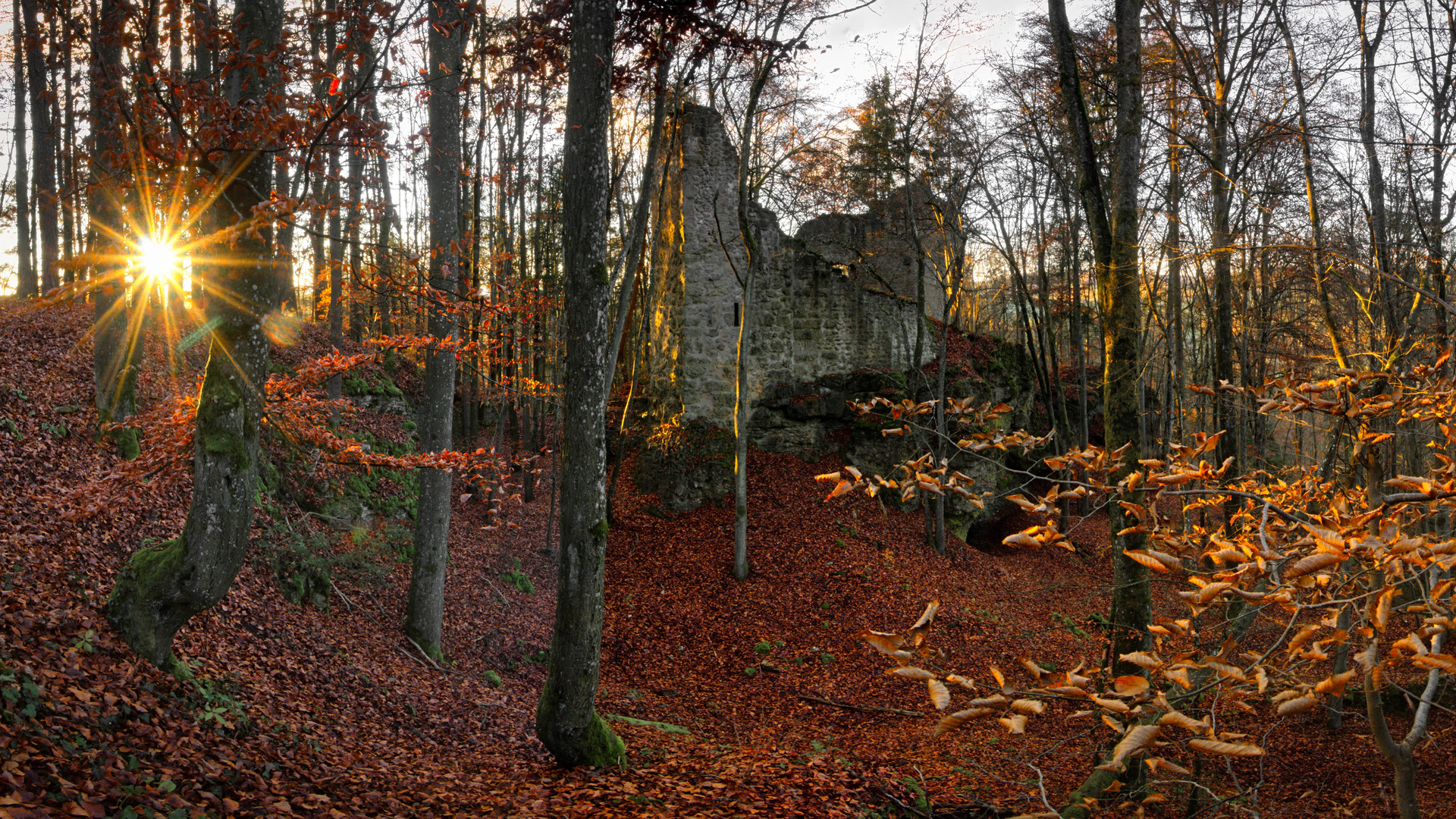 burg roßstein pano herbst