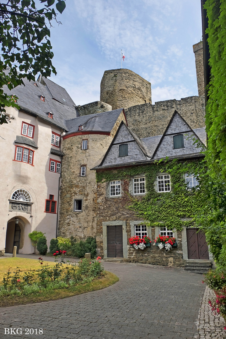 Burg Runkel in der Sommerblüte 