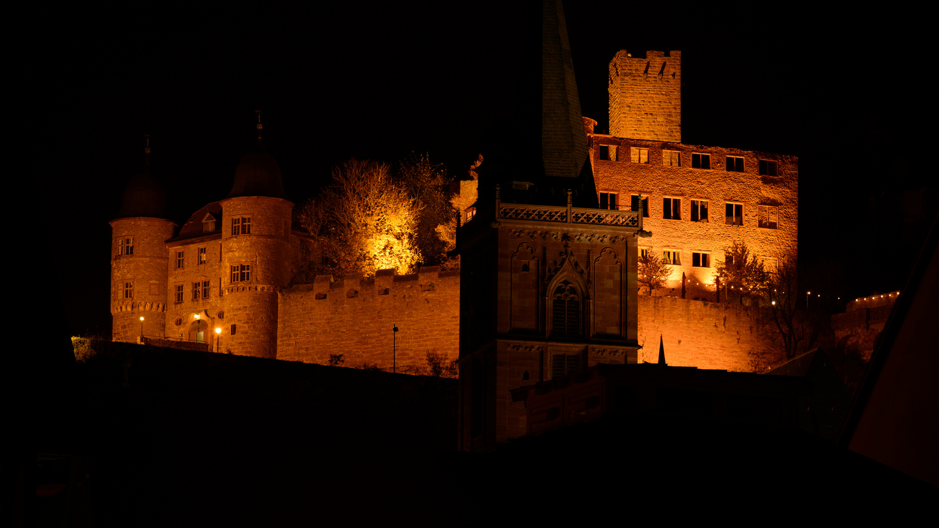 Burg Wertheim bei Nacht