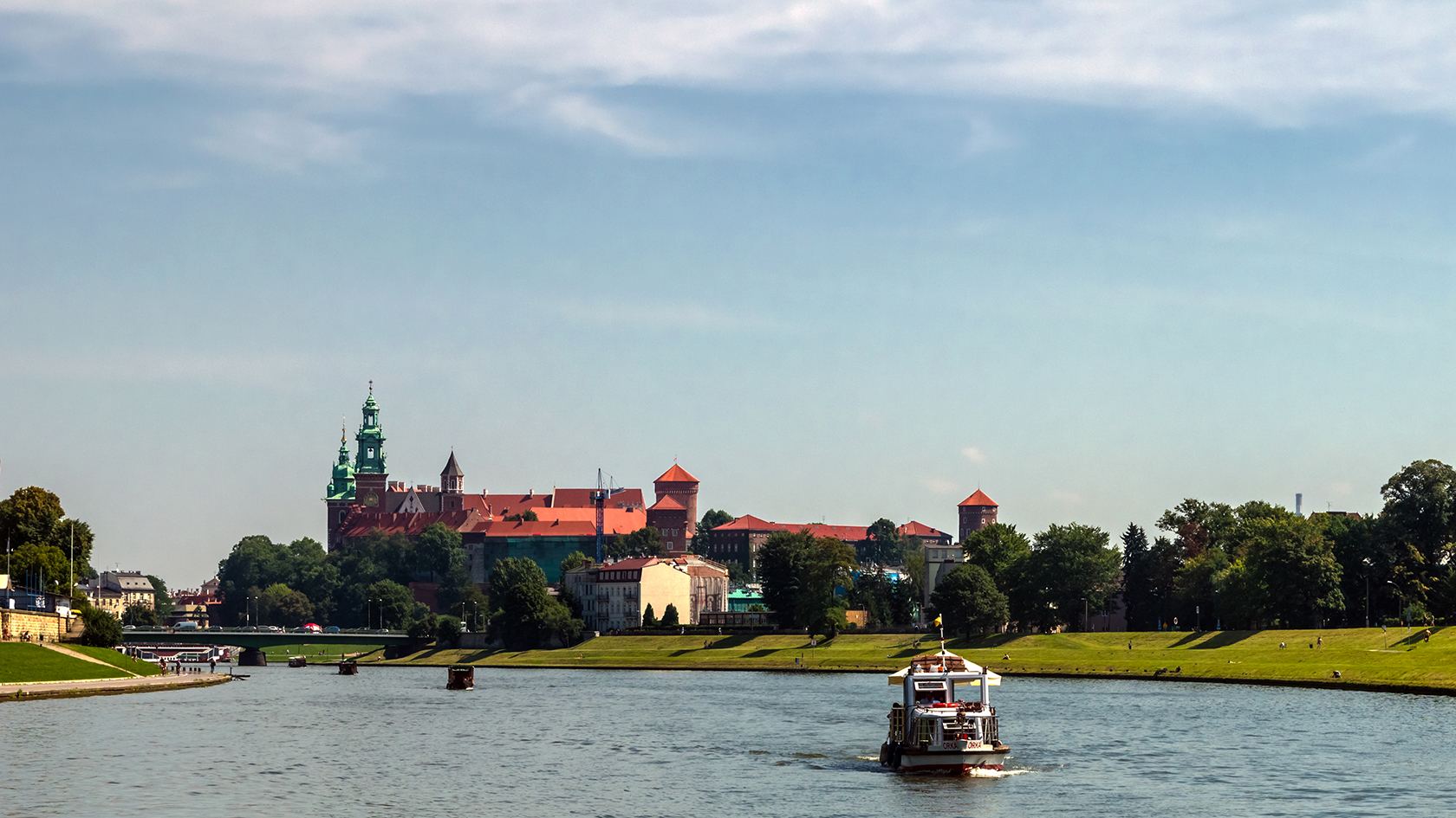 Burganlage Wawel von der Weichsel aus gesehen (Seitenansicht)