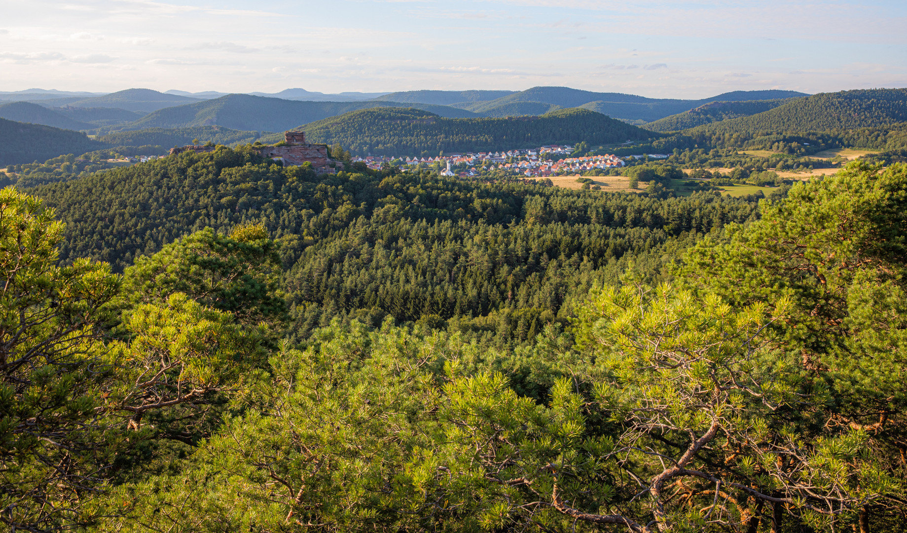 Burgen Drachenfels im Abendlicht