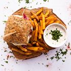 Burger with paprica fries!