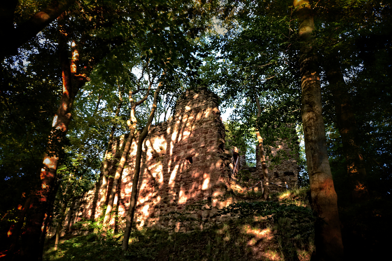 Burgruine Altenstein bei Asbach-Sickenberg im Abendsonnenlicht