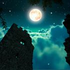 Burgruine im Mondlicht