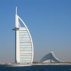Burj Al Arab und Jumeirah Beach Hotel vom Boot aus
