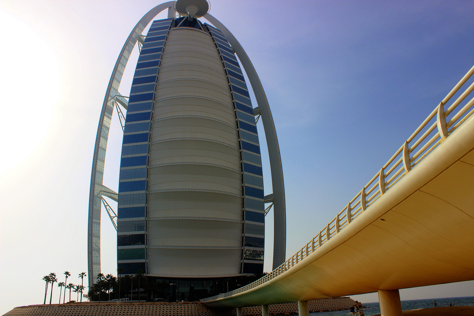 Burj Al Arab with view of the bridge connecting the Burj with the mainland