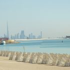 Burj Dubai u. Al Arab, von der Palme aus gesehen !