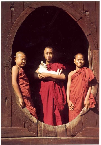 Burma,Novizen des Klosters Shweyanbyei