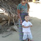 Burmese mother & son with thanaka make-up