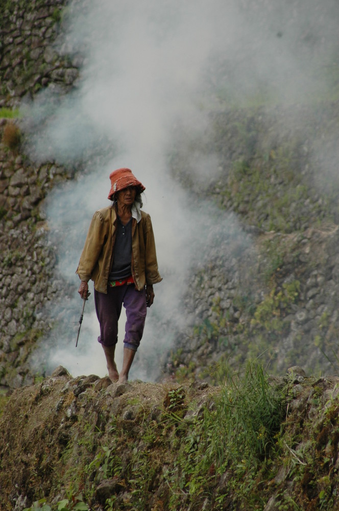 Burning leftovers in the ricefield