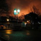 burning oil refinery near brühl illuminates firmament