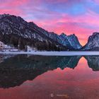 burning Sky at sunset on Lago di Dobbiaco (Toblacher See)