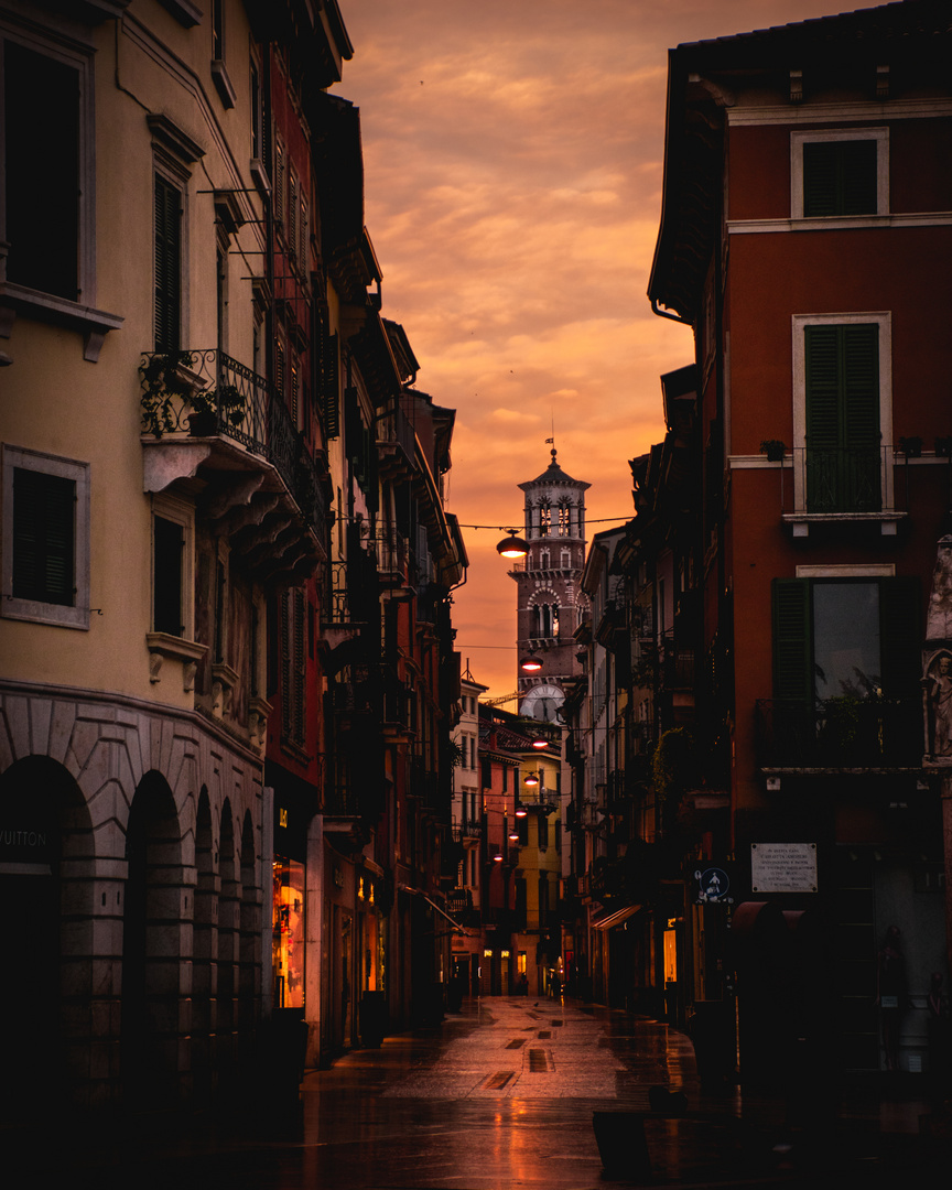 Burning sky in Verona, italy