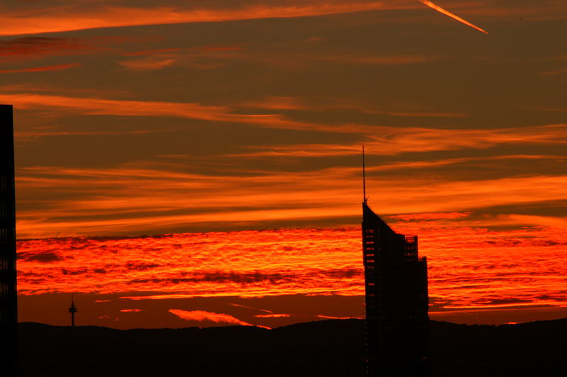 burning sky over Vienna