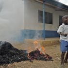 Burning the trash in front of a kindergarden - Kenya