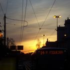 Bus at sunset