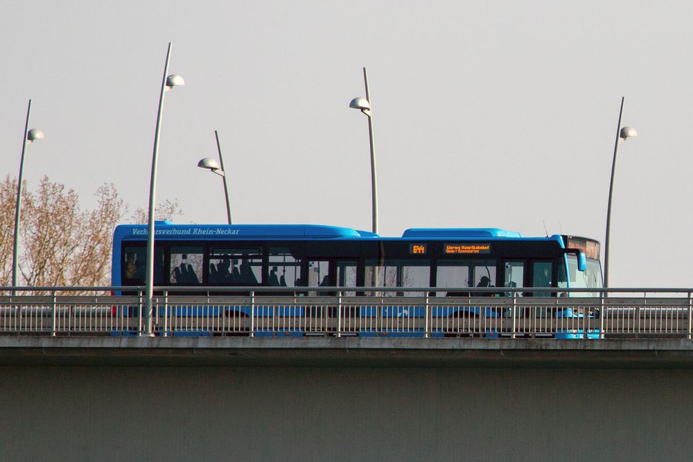 Bus auf Rheinbrücke bei Worms