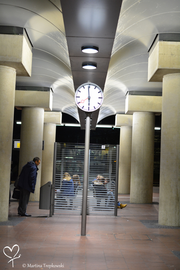 Bus station at night