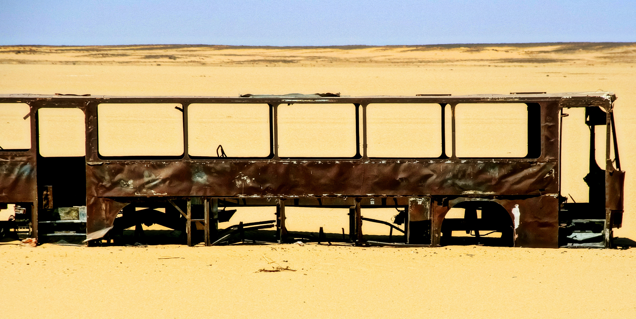 Busgerippe in der Libyschen Wüste