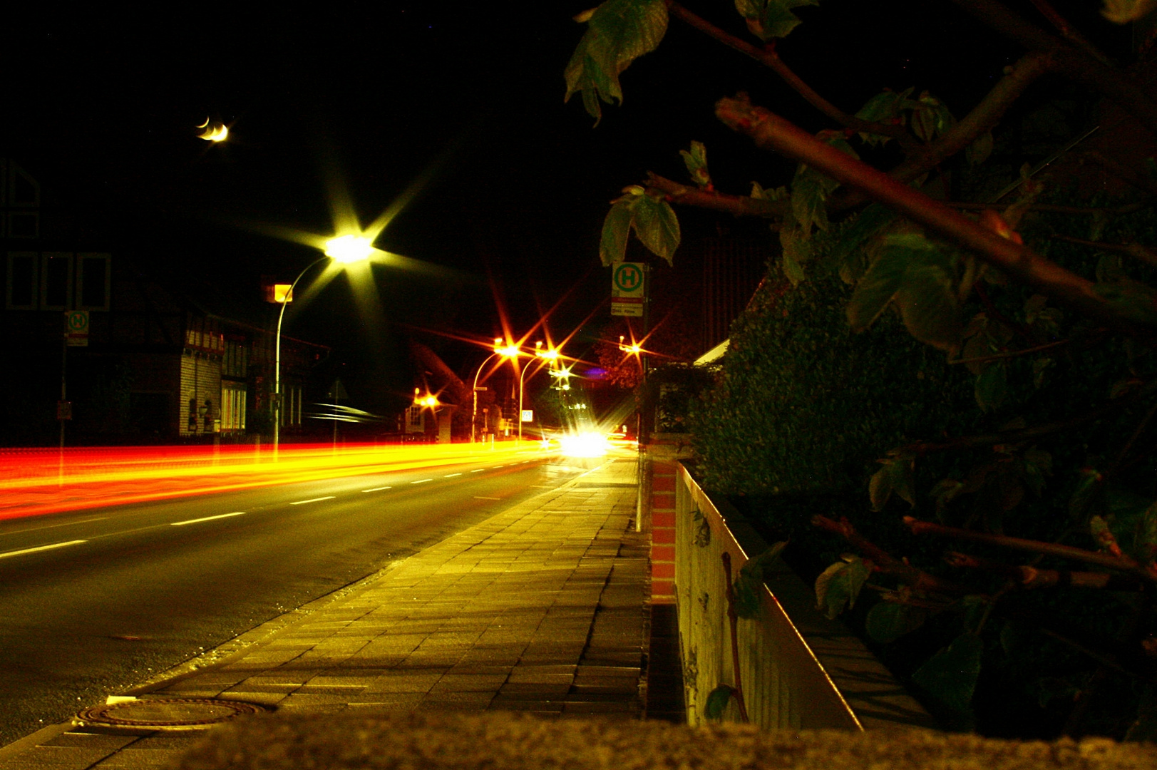 Busstop at night.