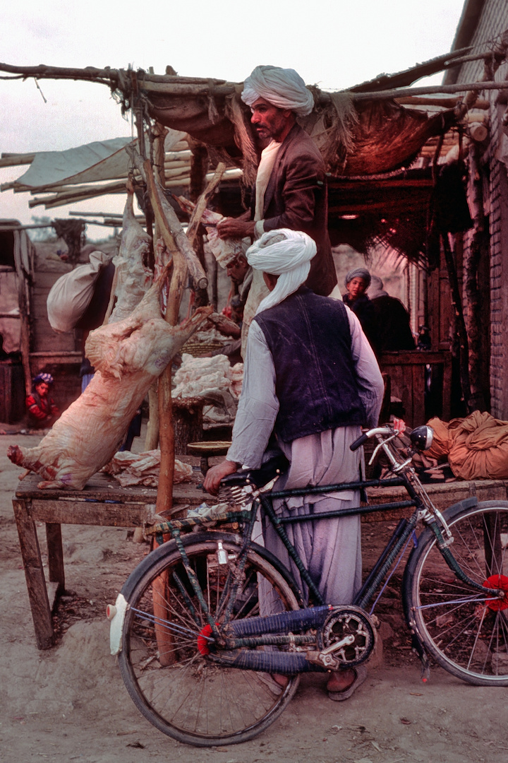 Butcher selling mutton meat