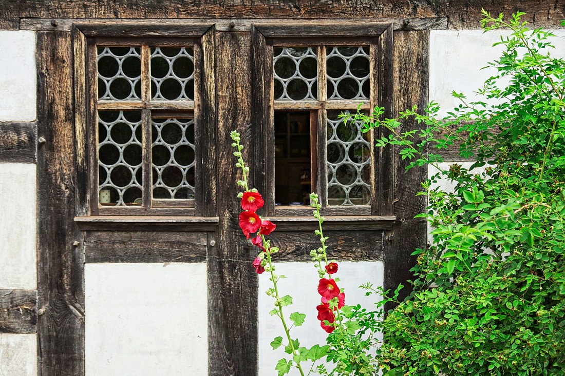 Butzenfenster im Fachwerk